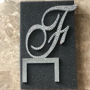 “F” monogram cake topper